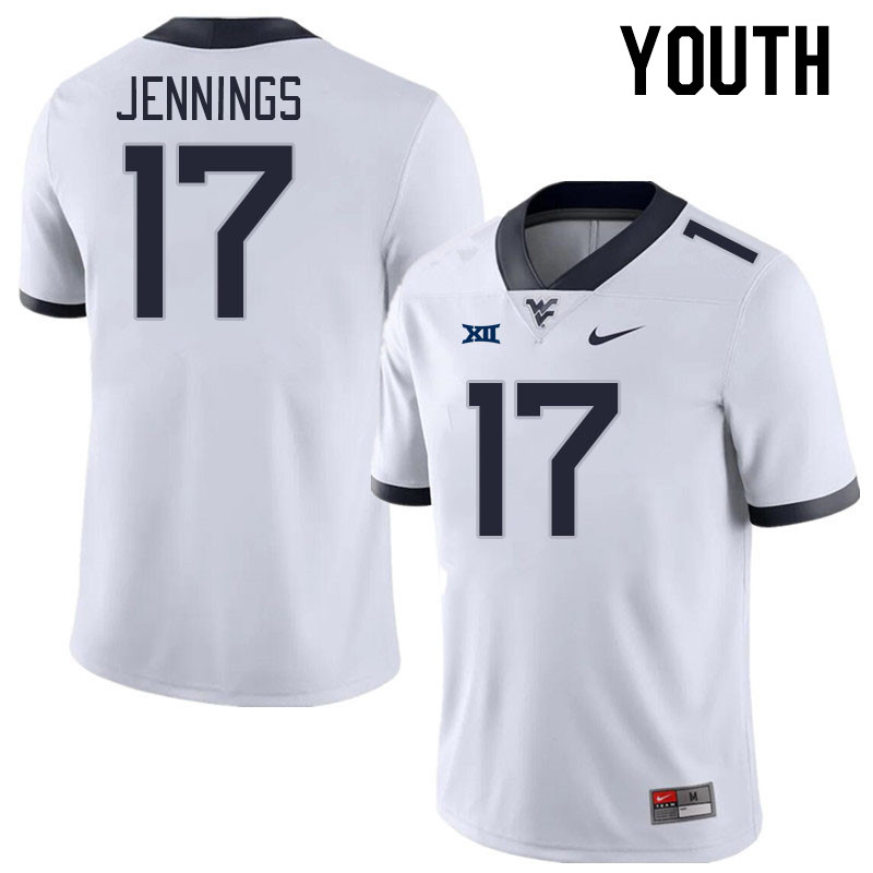 Youth #17 Zae Jennings West Virginia Mountaineers College Football Jerseys Stitched Sale-White